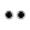 .925 Sterling Silver 1 cttw Treated Black Diamond Modern 4-Prong Solitaire Milgrain Stud Earrings (Black Color, I1-I2 Clarity)