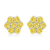 Pendientes de plata de ley 925 con diseño floral y diamantes amarillos tratados de 1/4 TCW (color amarillo, claridad I1-I2)