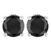 Pendientes clásicos de tuerca de plata de ley .925 con diamantes negros de corte redondo brillante de 2,00 Cttw y 4 puntas con parte trasera de rosca (color realzado elegante, claridad I2-I3)