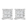 14K White Gold 2.00 Cttw Invisible Set Princess-Cut Lab Grown Diamond Wavy Quad Stud Earrings