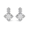10K White Gold 3/5 Cttw Princess Diamond Geometric Drop Earrings
