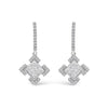 10K White Gold Princess and Round Diamond Geometric Composite Dangle Earrings