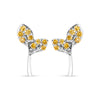 925 Sterling Silver 1/16ct TDW  Yellow Treated Diamond Leaf Earrings