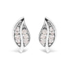 .925 Sterling Silver Diamond Accent Leaf Stud Earrings