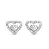 Pendientes de tuerca de doble corazón abierto de plata de ley 925 con diamante de 1/6 quilate (color I-J, claridad I3)