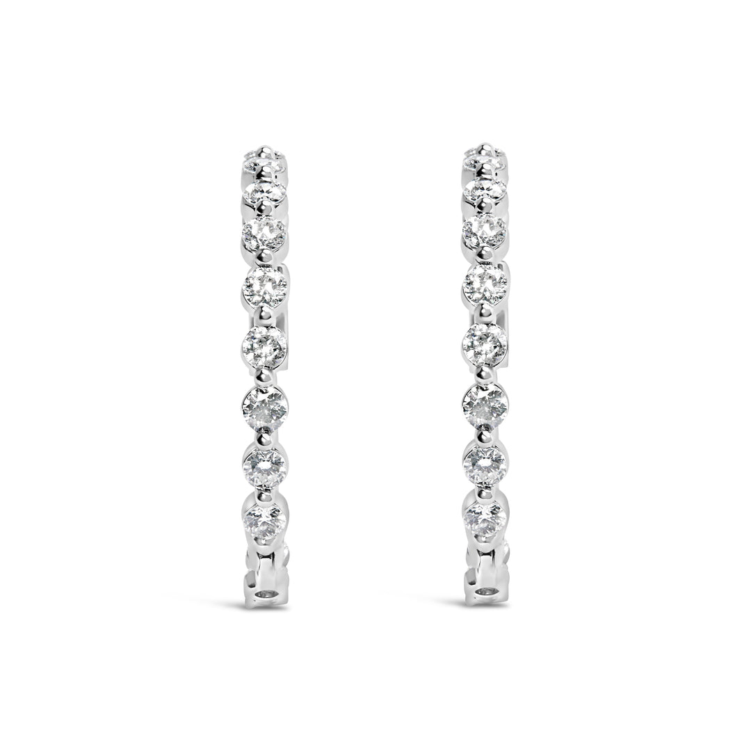 14K White Gold 5.00 Cttw Lab Grown Diamond Inside-Out Hoop Earring
