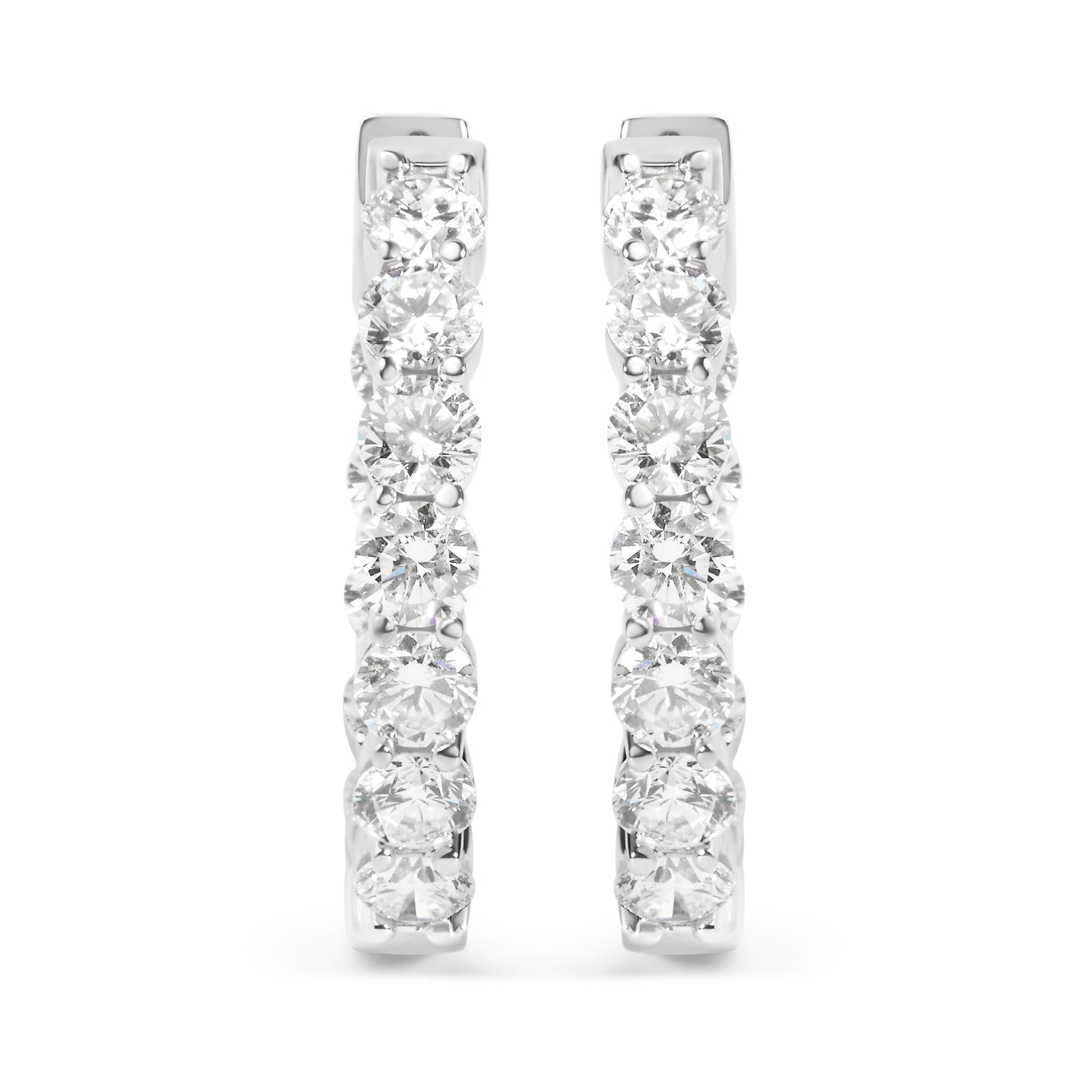 14K White Gold 5.00 Cttw Lab-Grown Diamond Inside Out Hoop Earrings