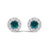 .925 Sterling Silver 1/2 Cttw Blue Diamond Halo Stud Earring