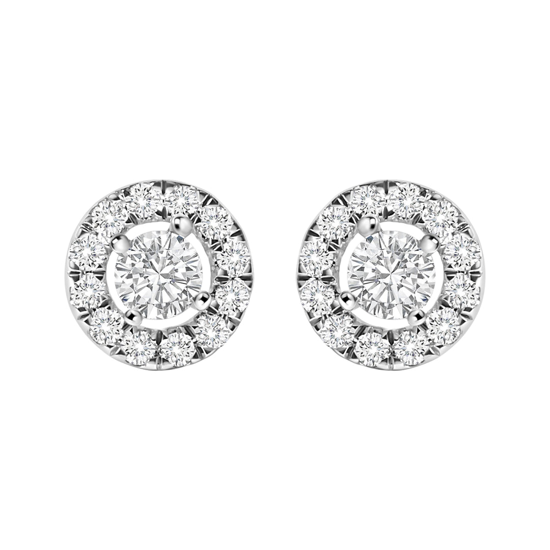14K White Gold 3/4 Cttw Lab-Grown Diamond Floating Halo Stud Earring (F-G Color, VS1-VS2 Clarity)