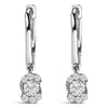 Sterling Silver 1/2 Cttw Lab Grown Diamond Floral Cluster Drop Earrings