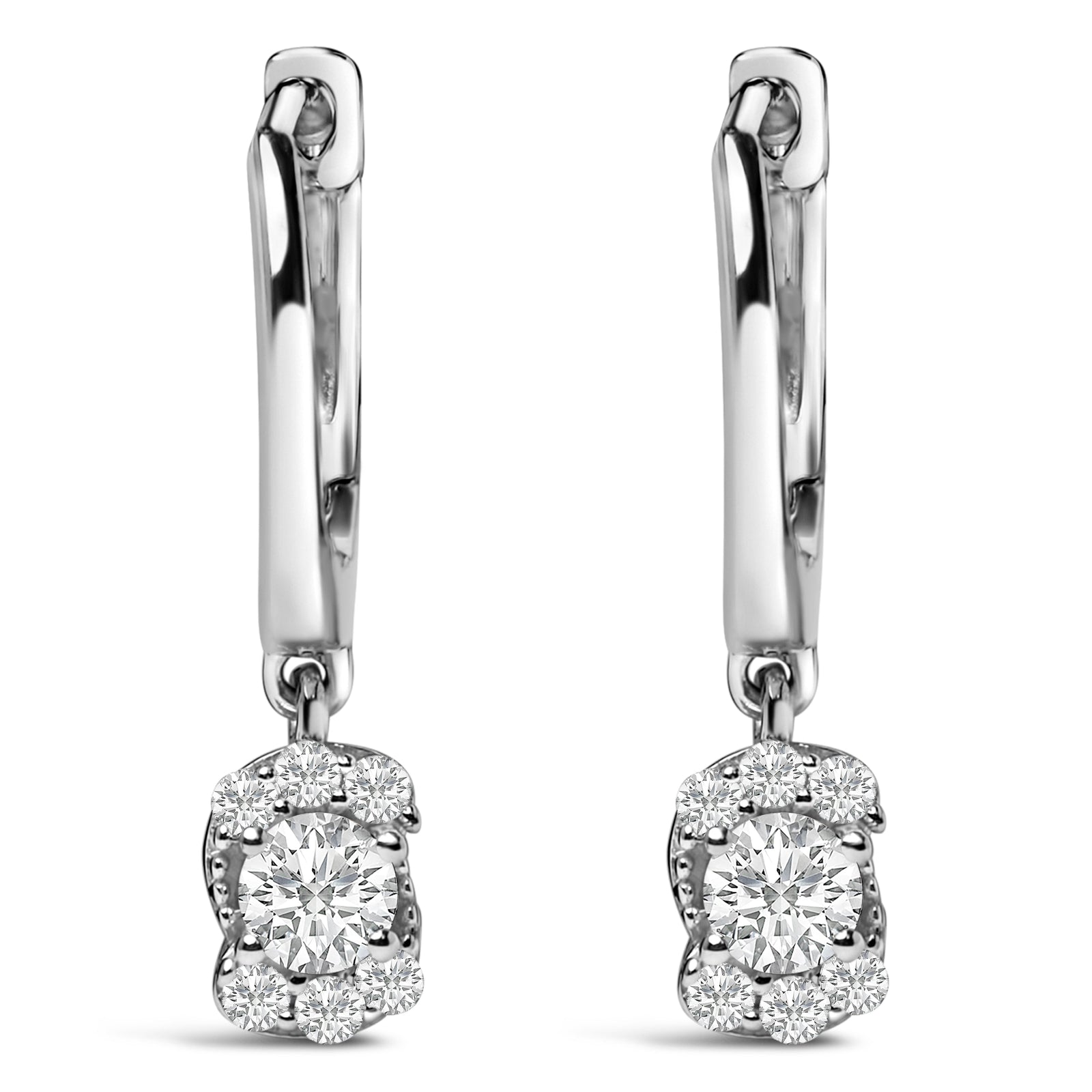 Pendientes colgantes de plata de ley con racimo floral de diamante cultivado en laboratorio de 0,50 ct.