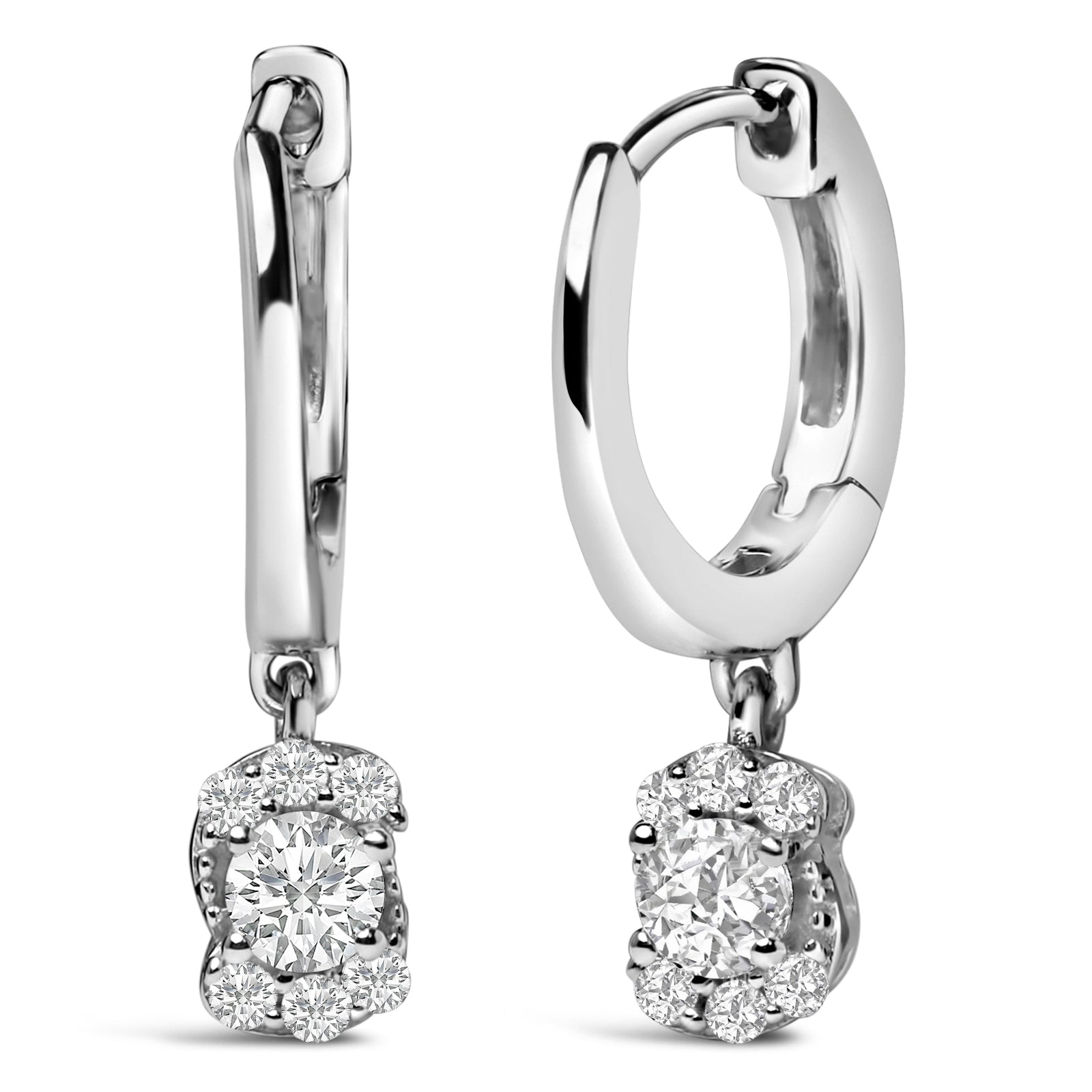 Pendientes colgantes de plata de ley con racimo floral de diamante cultivado en laboratorio de 0,50 ct.