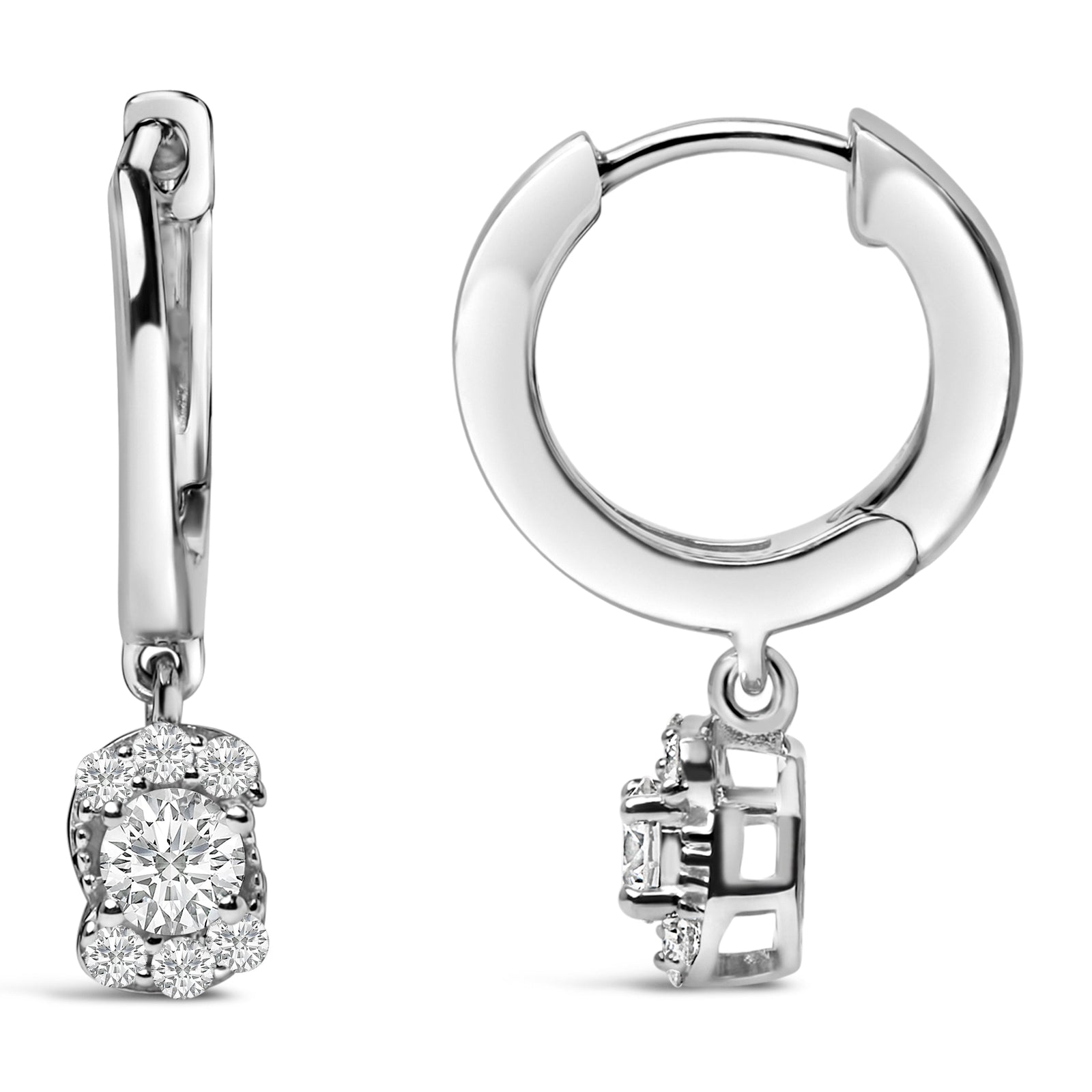 Pendientes colgantes de plata de ley con racimo floral de diamante cultivado en laboratorio de 0,50 ct.