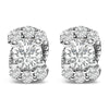 Sterling Silver 1/3 Cttw Lab Grown Diamond Halo Swirl Stud Earrings