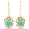 2.36 Carat Genuine Emerald and White Topaz .925 Sterling Silver Earrings