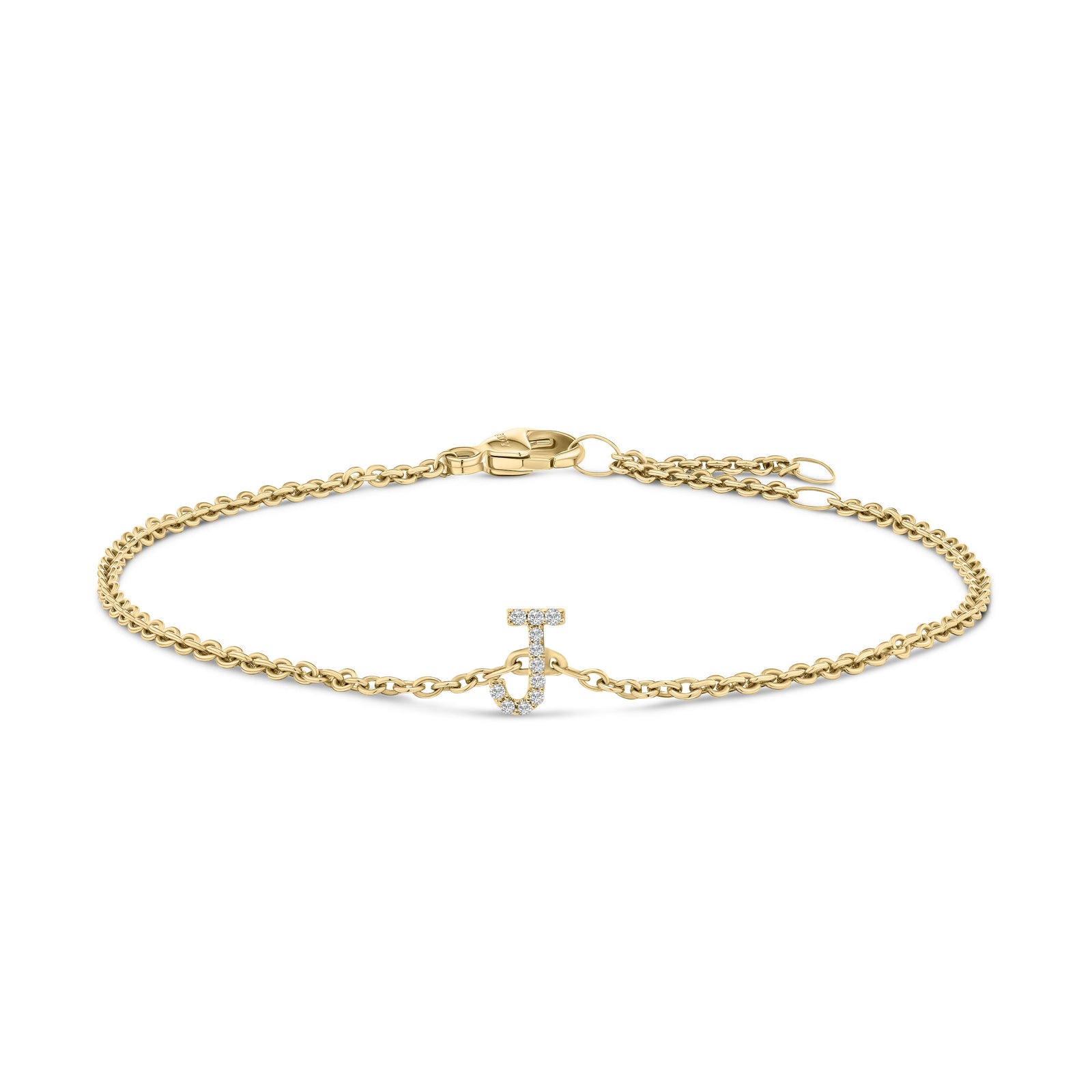 10K White Gold Diamond Accent "A" Initial Charm and Link Bracelet