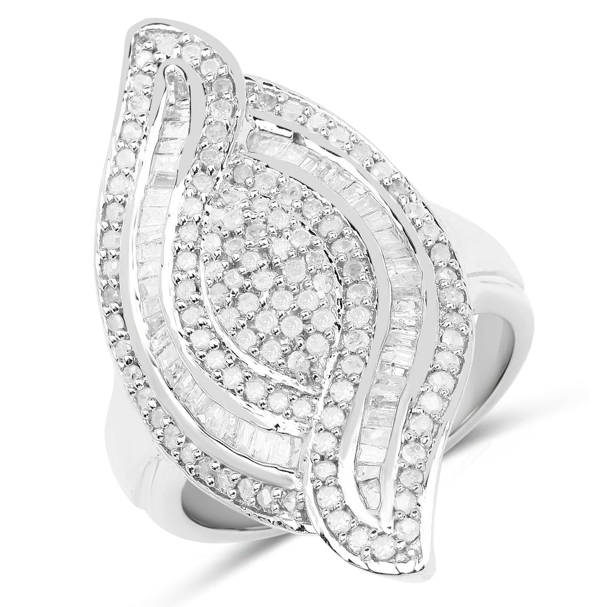 Anillo de plata de ley .925 con diamante blanco genuino de 1.22 quilates