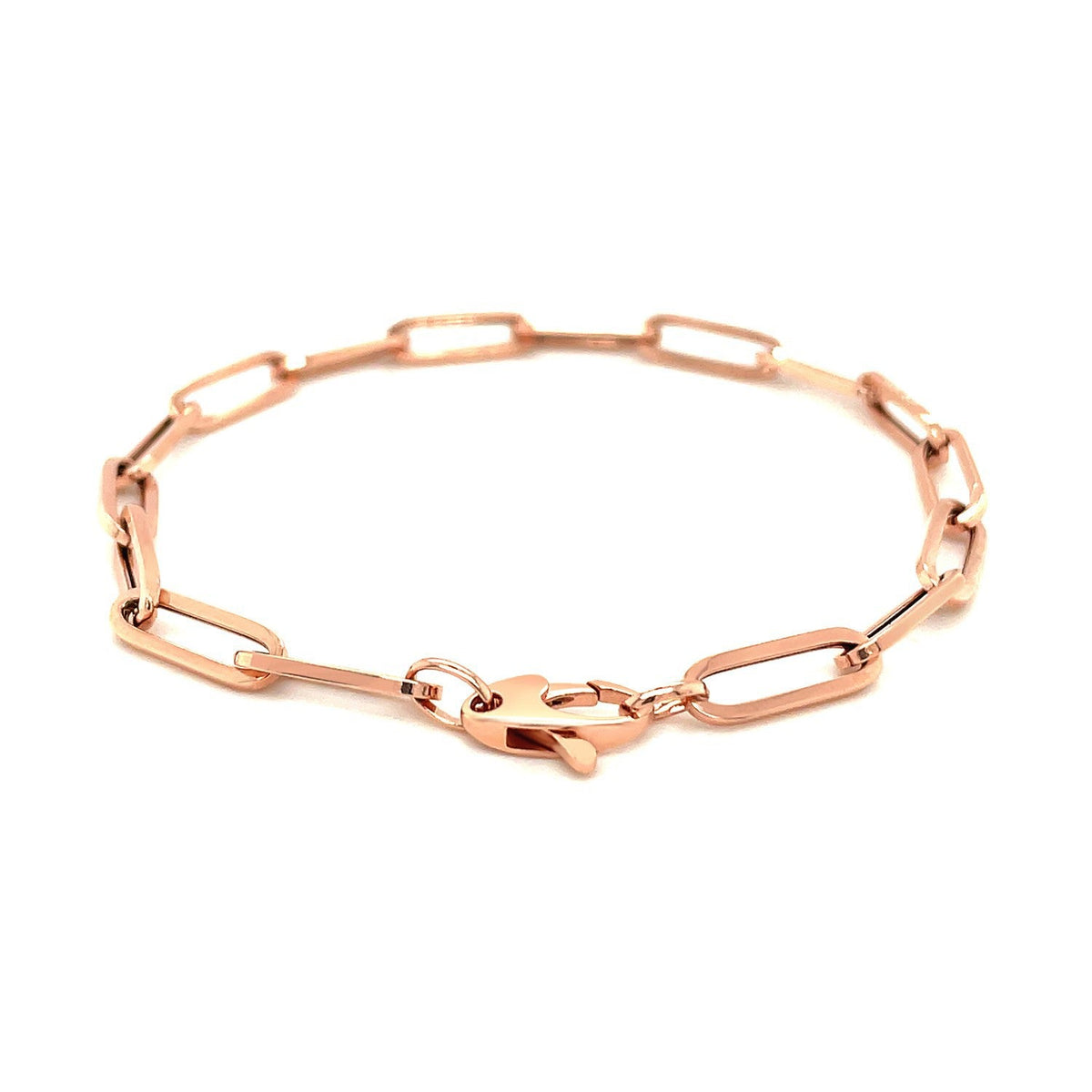 Pulsera de cadena extra ancha de eslabones de oro rosa de 14 quilates