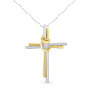 10K Two-Tone Yellow & White Gold Diamond-Accented Cross 18
