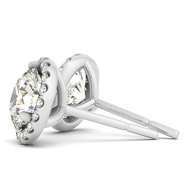 Pendientes de oro blanco de 14 quilates con halo redondo de puntas (1 cttw)