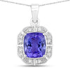 2.52 Carat Genuine Tanzanite and White Diamond 14K White Gold Pendant