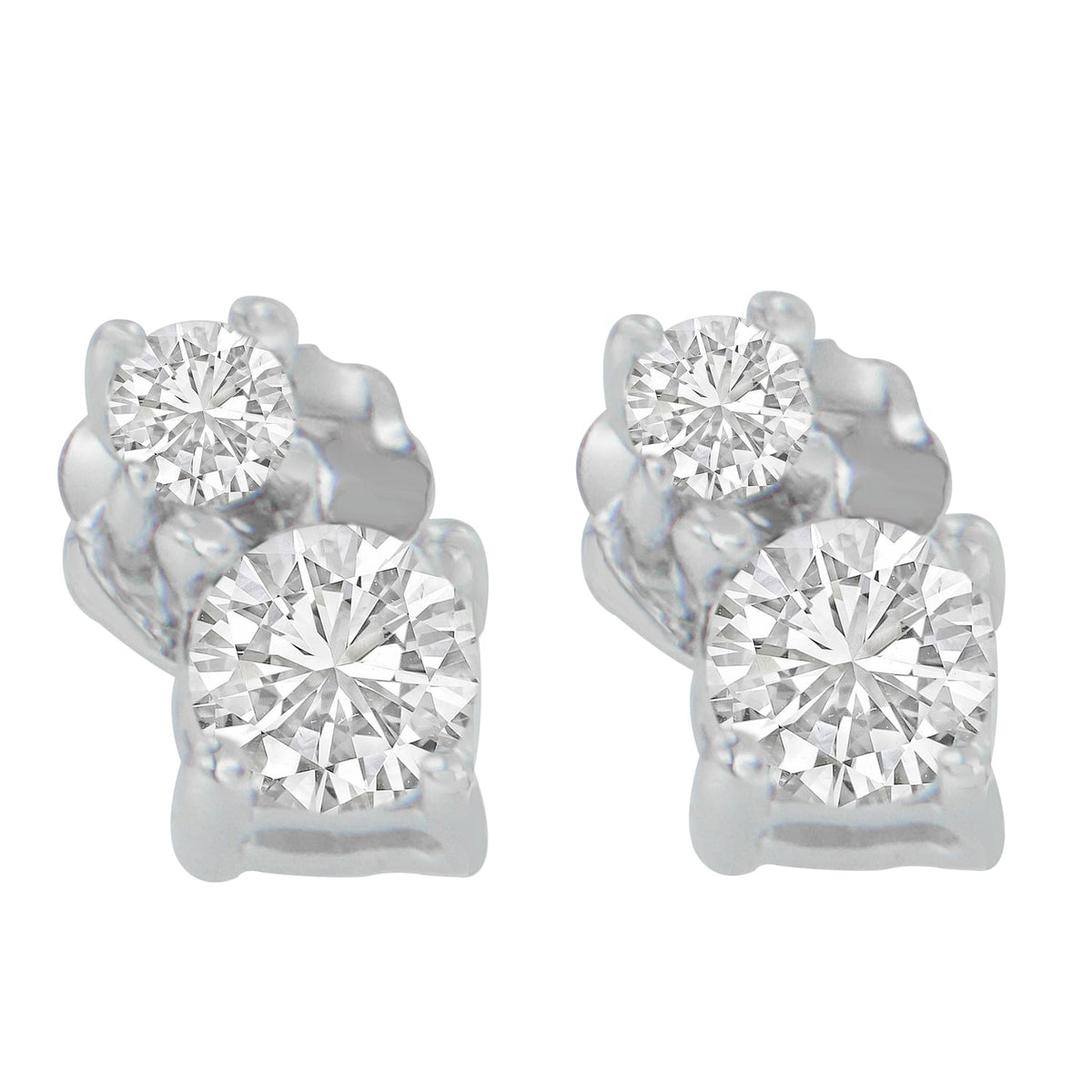 Pendientes de oro blanco de 14K con diamantes redondos de 1/2 quilate (H-I, SI2-I1)