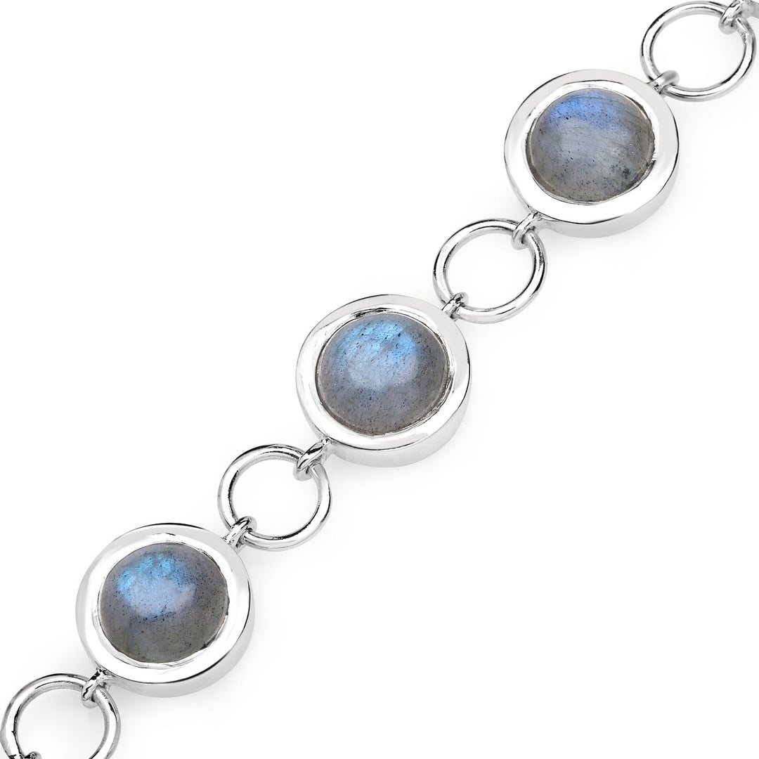 Pulsera de plata de ley .925 con labradorita genuina de 15,48 quilates