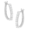 10K Yellow Gold Round and Baguette Cut Diamond Oblong Hinged Leverback Hoop Earrings (Â¼ Cttw, I-J Color, I2-I3 Clarity)