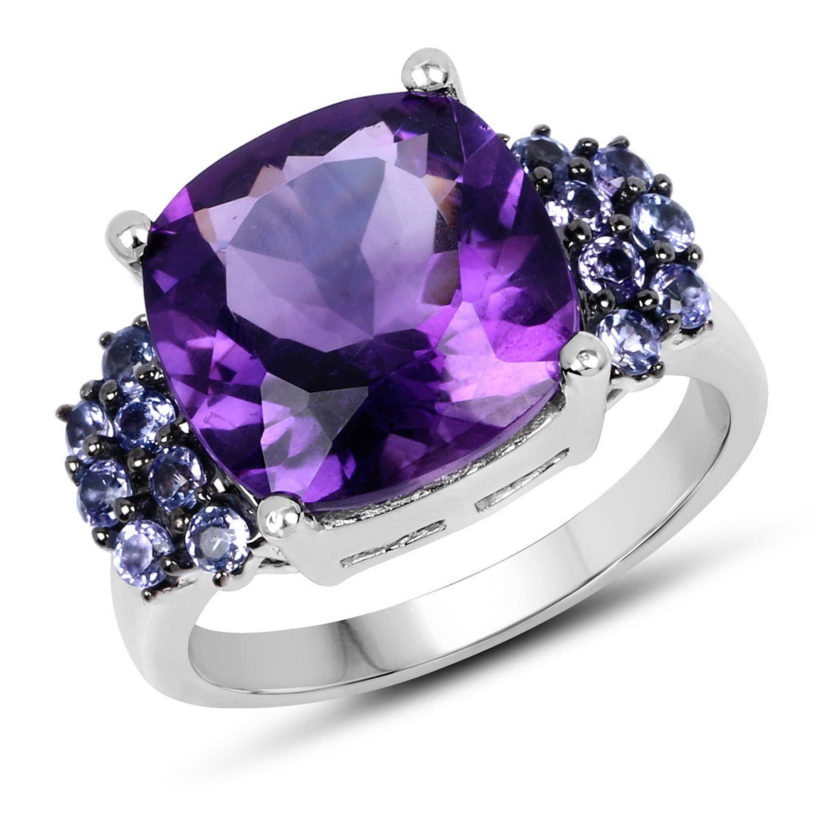 Anillo de Plata de Ley .925 con Amatista Genuina y Tanzanita de 6.34 Quilates - imagen 2 de 15