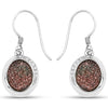 4.72 Carat Genuine Copper Bloom Drusy and White Topaz .925 Sterling Silver Earrings