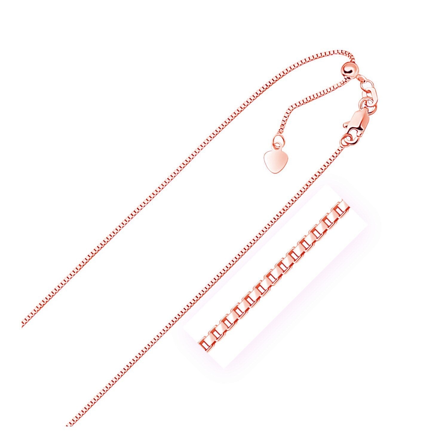 Cadena ajustable de oro rosa de 14k de 0.85 mm