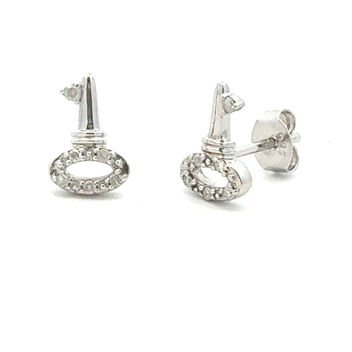Pendientes de plata de ley con diamantes naturales de 0,03 ct