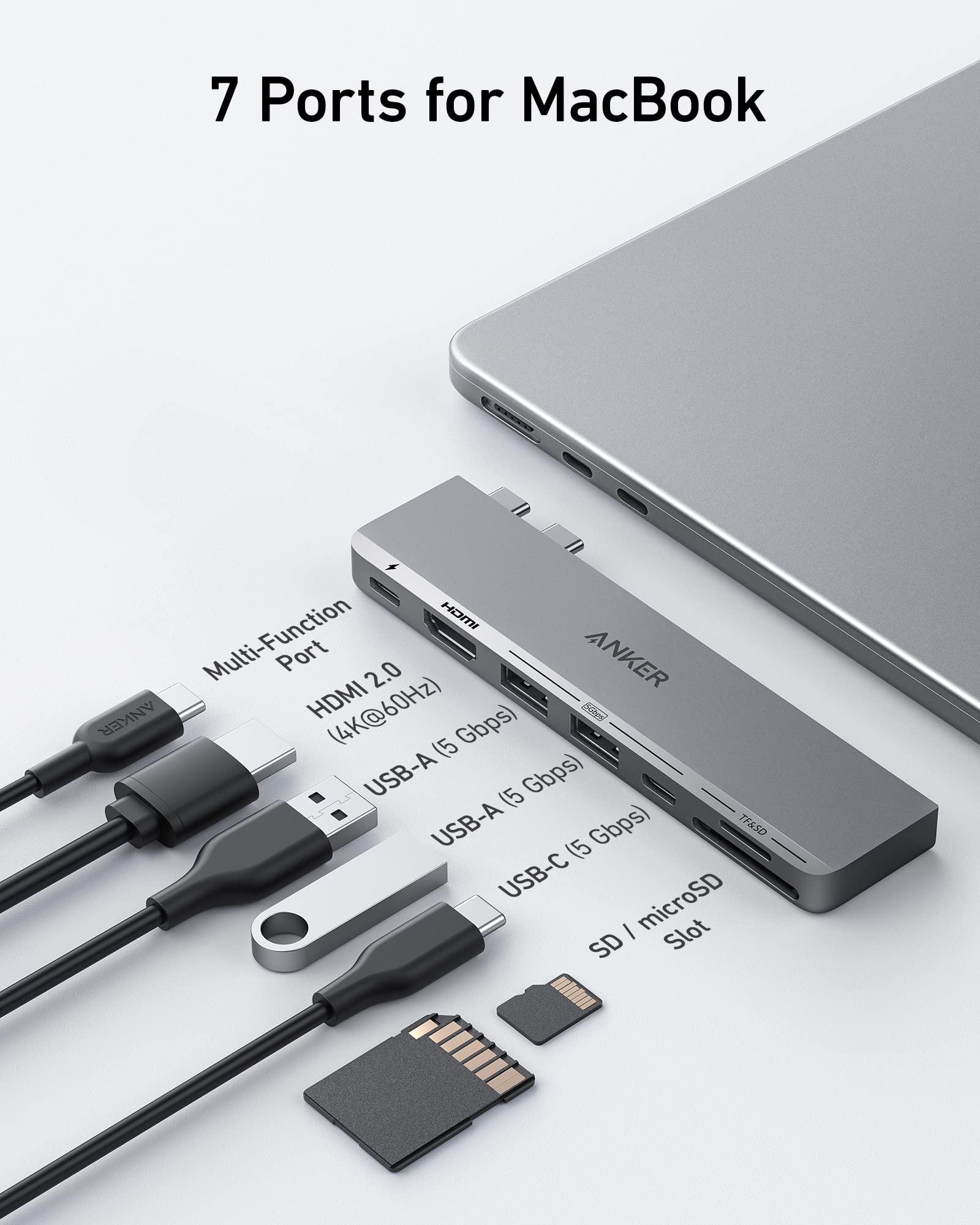Anker <b>547</b> USB-C концентратор (7-в-2, для MacBook)