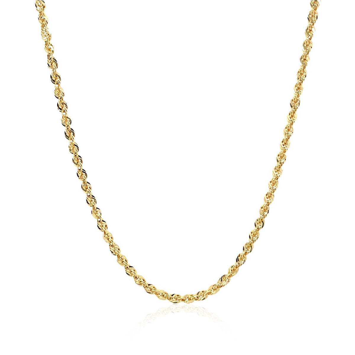 Cadena de soga hueca de oro amarillo de 10K con corte de diamante (2.00 mm)