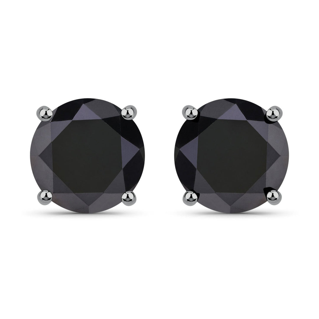 5.41 Carat Genuine Black Diamond 14K White Gold Earrings