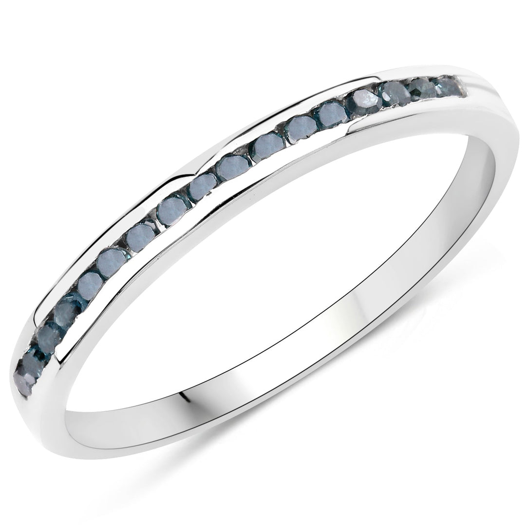 Anillo de plata de ley .925 con diamante azul auténtico de 0,20 quilates