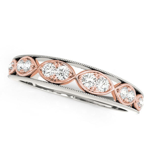 Anillo de diamantes de oro blanco y rosa de 14k con estilo infinito (1/5 cttw)