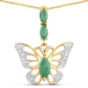 0.72 Carat Genuine Emerald and White Zircon .925 Sterling Silver Pendant