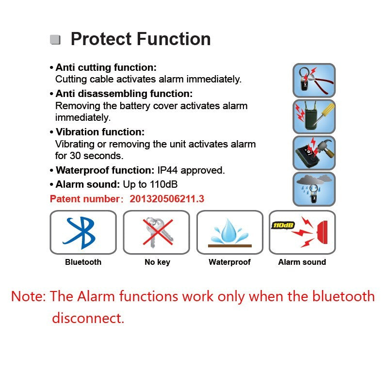 Wireless Bluetooth Smart Lock with Tamper Alarm & Phone Notifications - Unlock by Smart APP