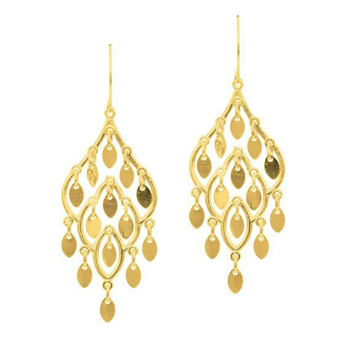 Pendientes Colgantes Pulidos de Oro Amarillo de 14K