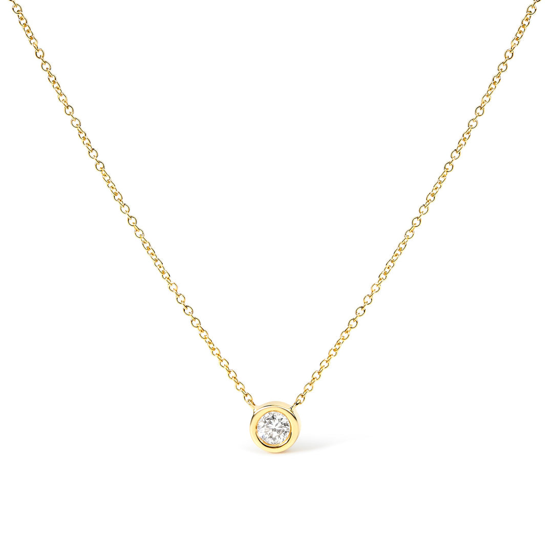 2 Micron 14K Rose Gold Plated Sterling Silver Bezel-Set Diamond Solitaire Pendant Necklace (1/3 cttw, H-I Color, I1-I2 Clarity)