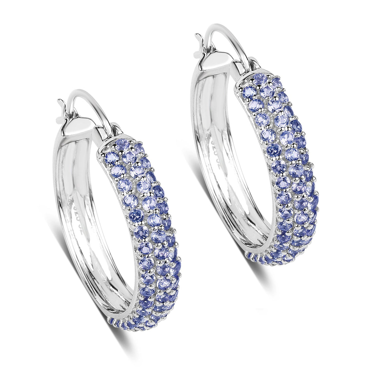 Pendientes de plata de ley .925 con tanzanita genuina de 3.06 quilates