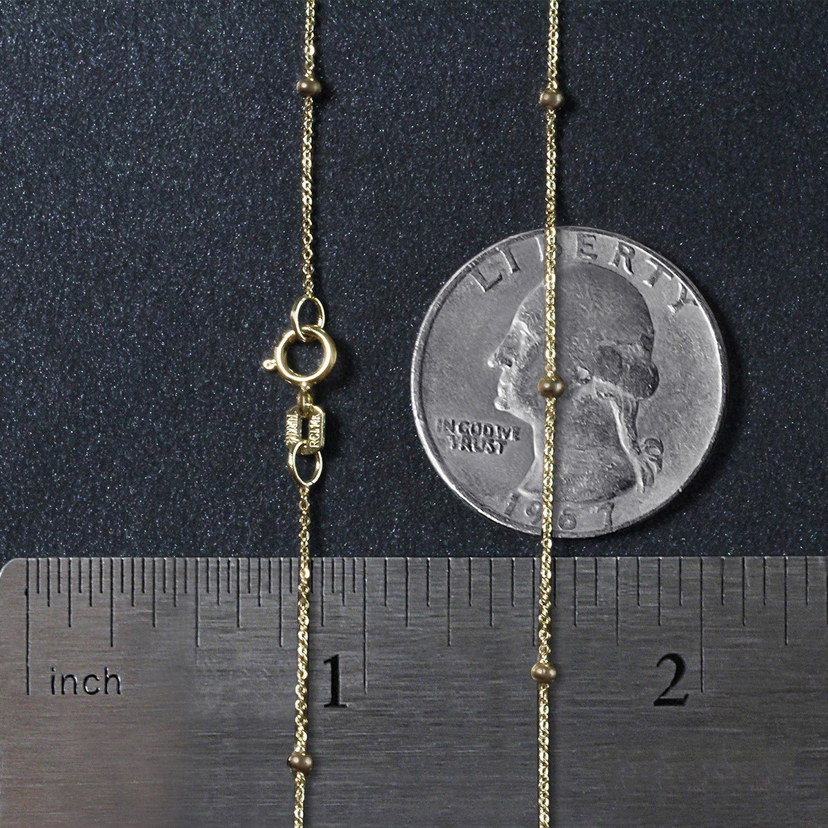 Cadena Saturno de Eslabones de Perlas en Oro Amarillo de 14k (3.5mm)
