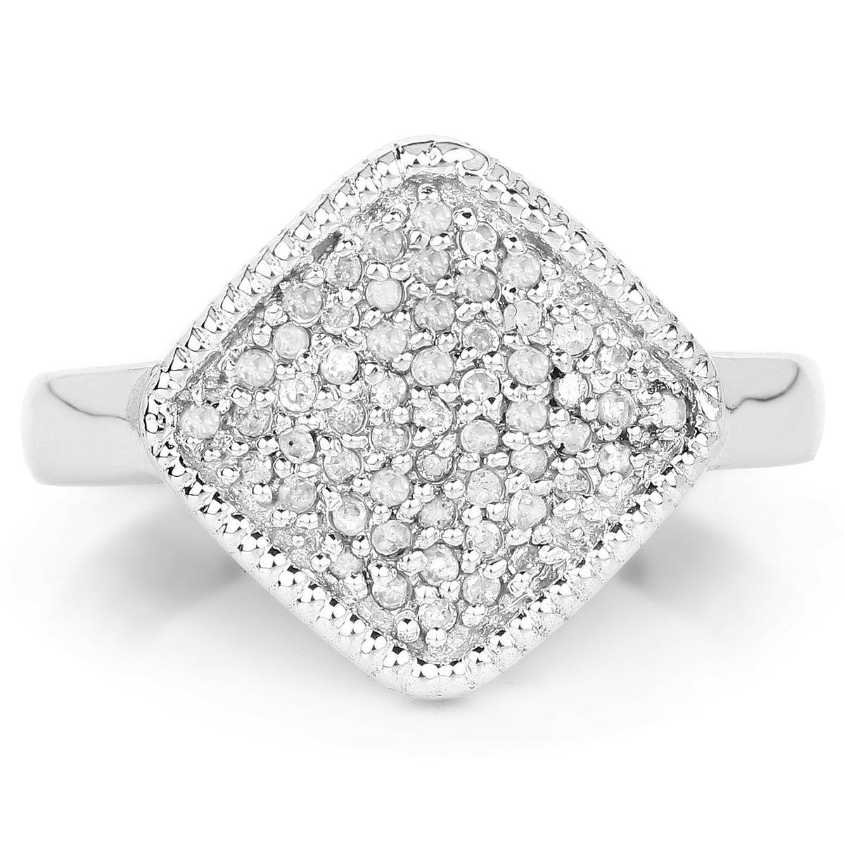 Anillo de plata de ley .925 con diamante blanco auténtico de 0.23 quilates