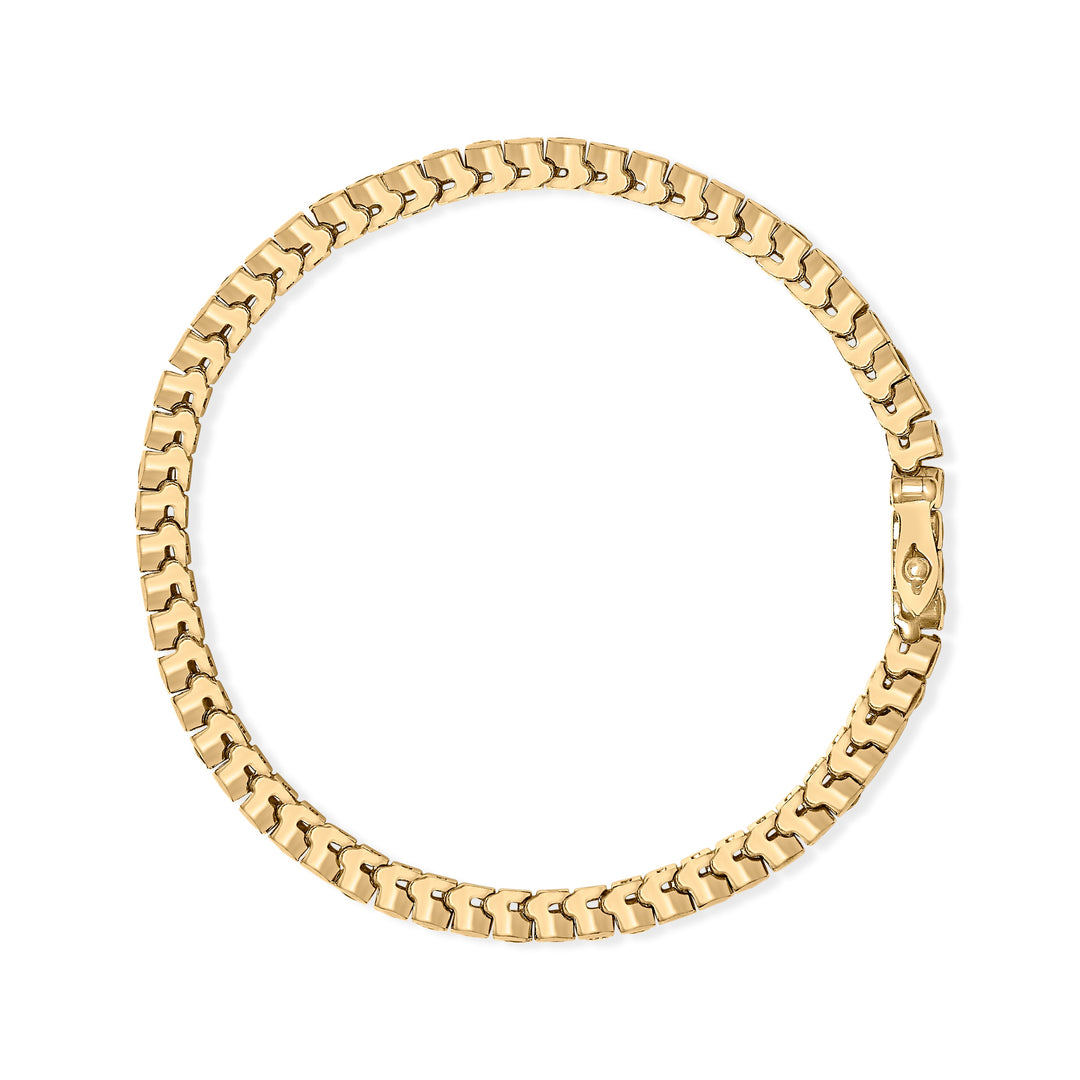Pulsera de tenis de oro amarillo de 14 quilates con diamantes de 1 3/4 quilates en total y zafiros azules de 5.0 quilates en total engastados (color G-H, claridad SI1-SI2) - 17.78 cm