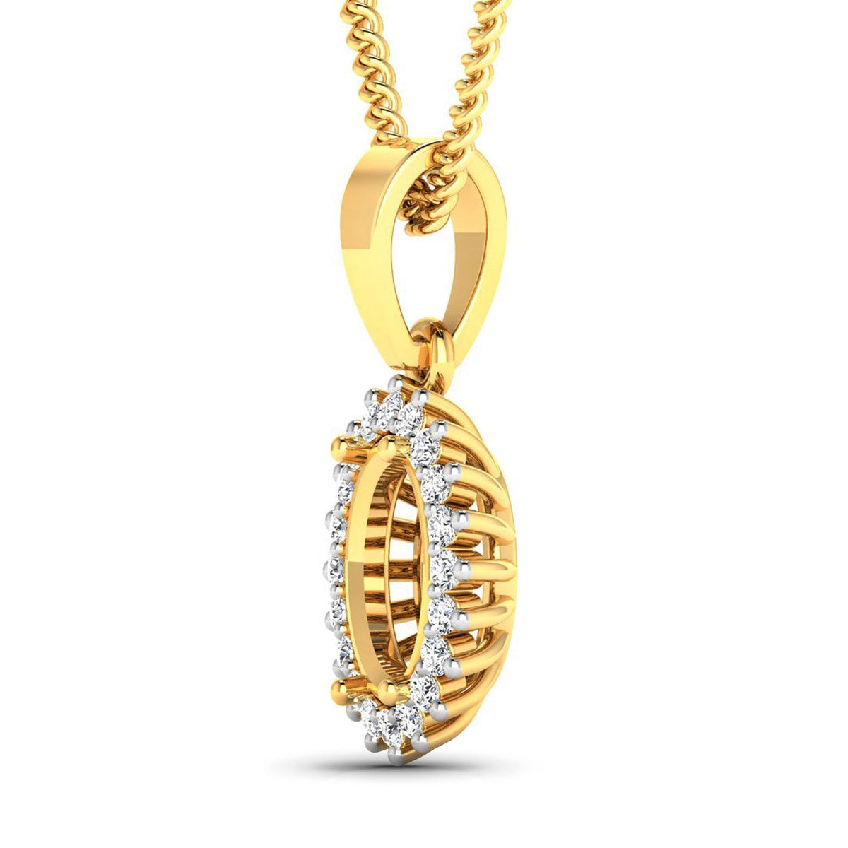 Colgante semimontado de oro amarillo de 14 quilates con diamante blanco genuino de 0,13 quilates - con gema ovalada de 8x6 mm