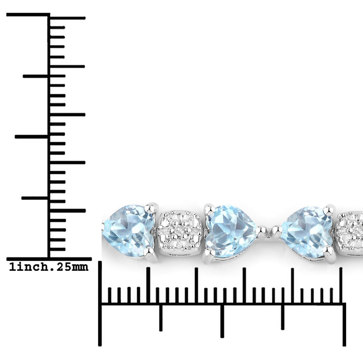 Pulsera de plata de ley .925 con topacio azul auténtico y diamantes blancos de 11,10 quilates