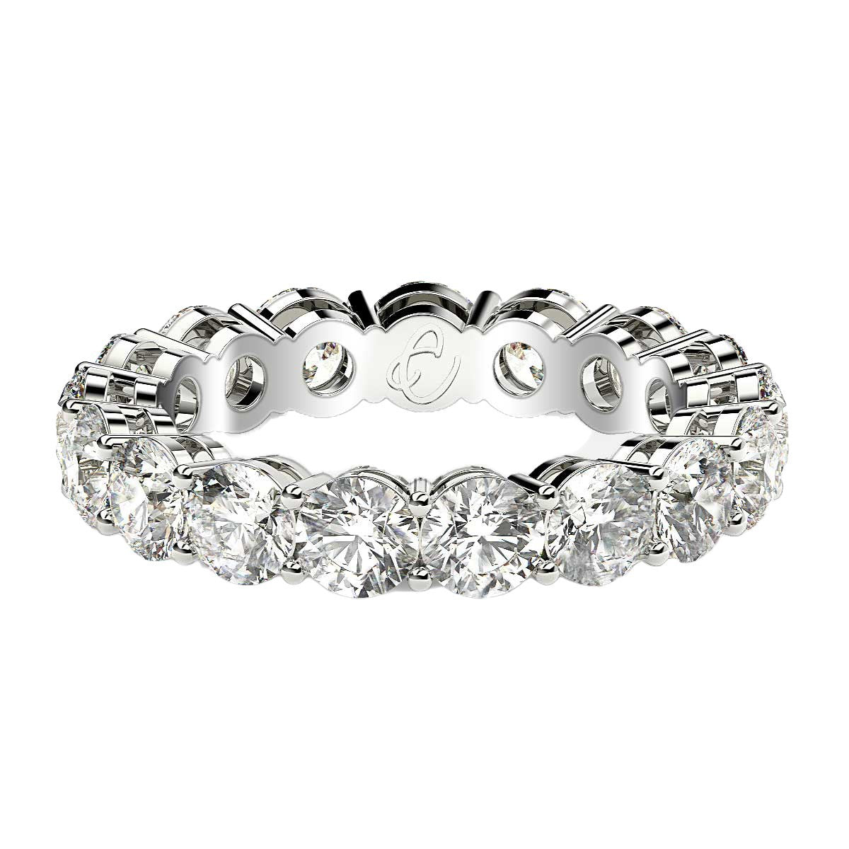 Anillo de Eternidad con Diamantes Redondos Cultivados en Laboratorio de Oro Blanco de 14k (3 quilates, FG/VS2)