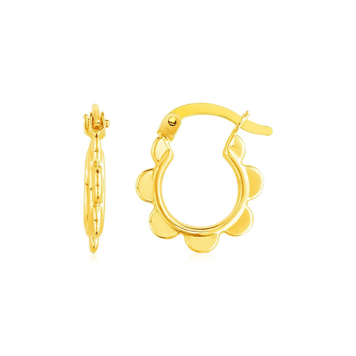 Pendientes de aro festoneados de oro amarillo de 14 quilates