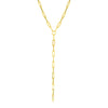 14k Yellow Gold Paperclip Chain Lariat Necklace